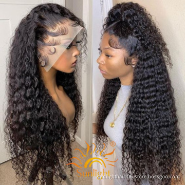 Sunlight Virgin Brazilian Hair Supplier Queen Braided Beautiful Curly Wig 13x6 Deep Wave Frontal Wig Black Women